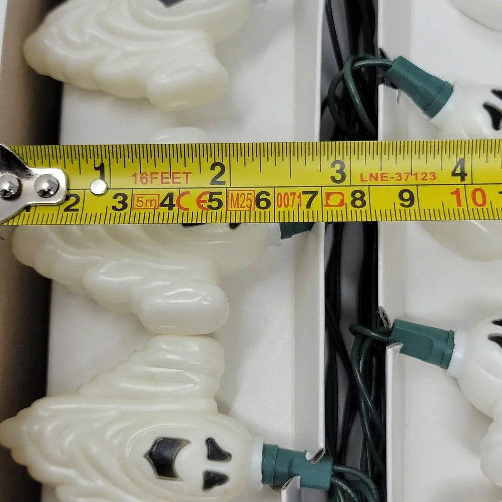 Vintage Walmart String Of 10 Plastic Halloween Ghost Lights - Tested